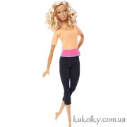 Барбі йога кучерява блондинка кораловий топ 